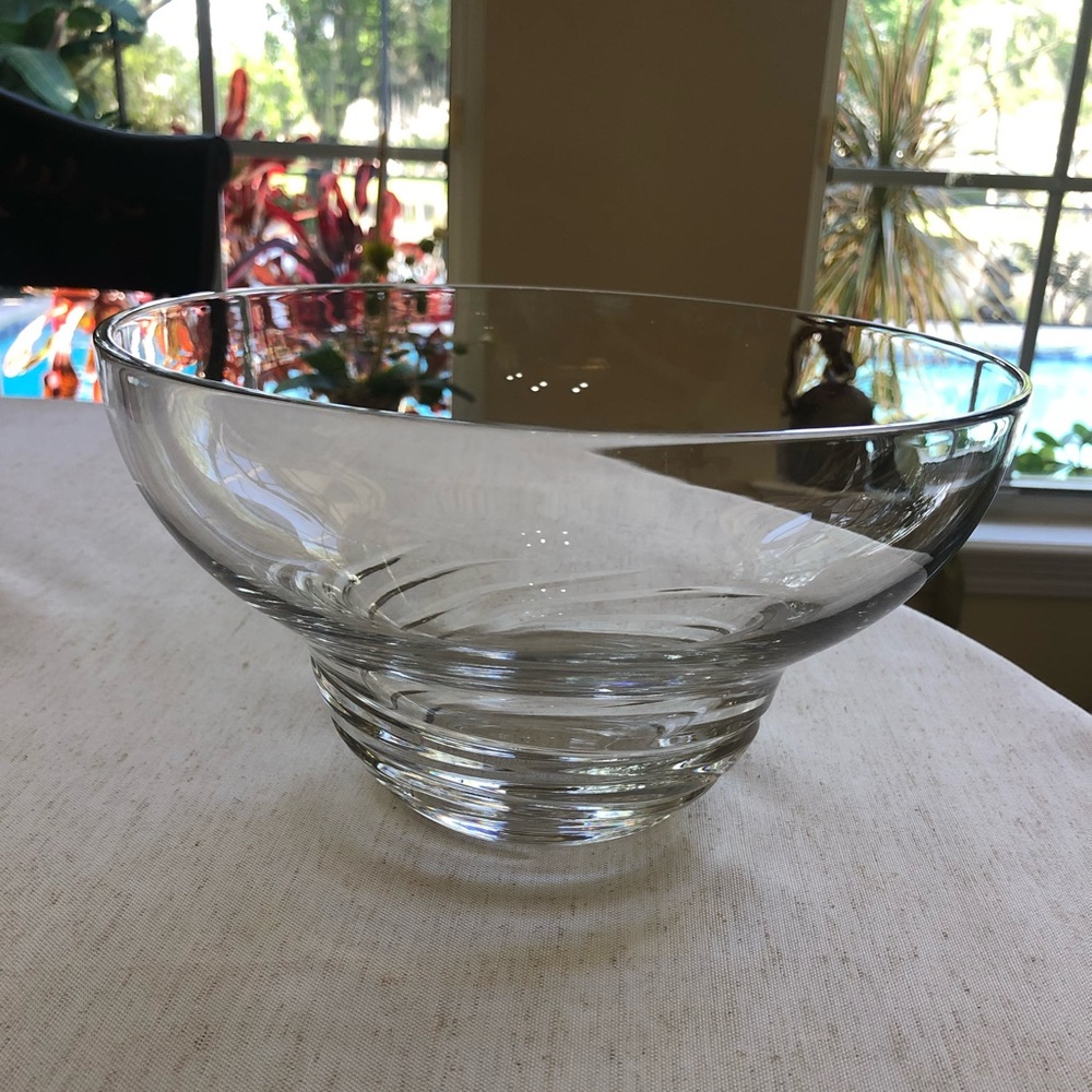 Vintage Crystal Swirl Friut Bowl stamped by artist